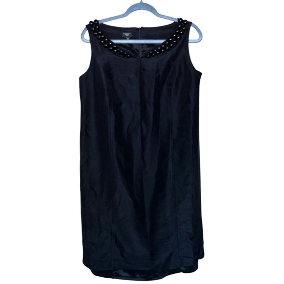 Talbots beaded black dress size 12W plus size silk blend fully lined old money - Picture 10 of 11